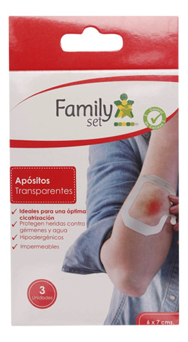 Family Set Apósito Adhesivo Transparente 6 x 7 cm 3 Unidades Munnich P. M.