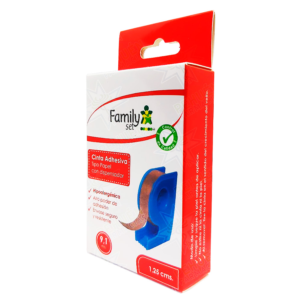 Family Set Dispensador con Cinta Adhesiva Tipo Papel 1,25 cm x 9,1 m 