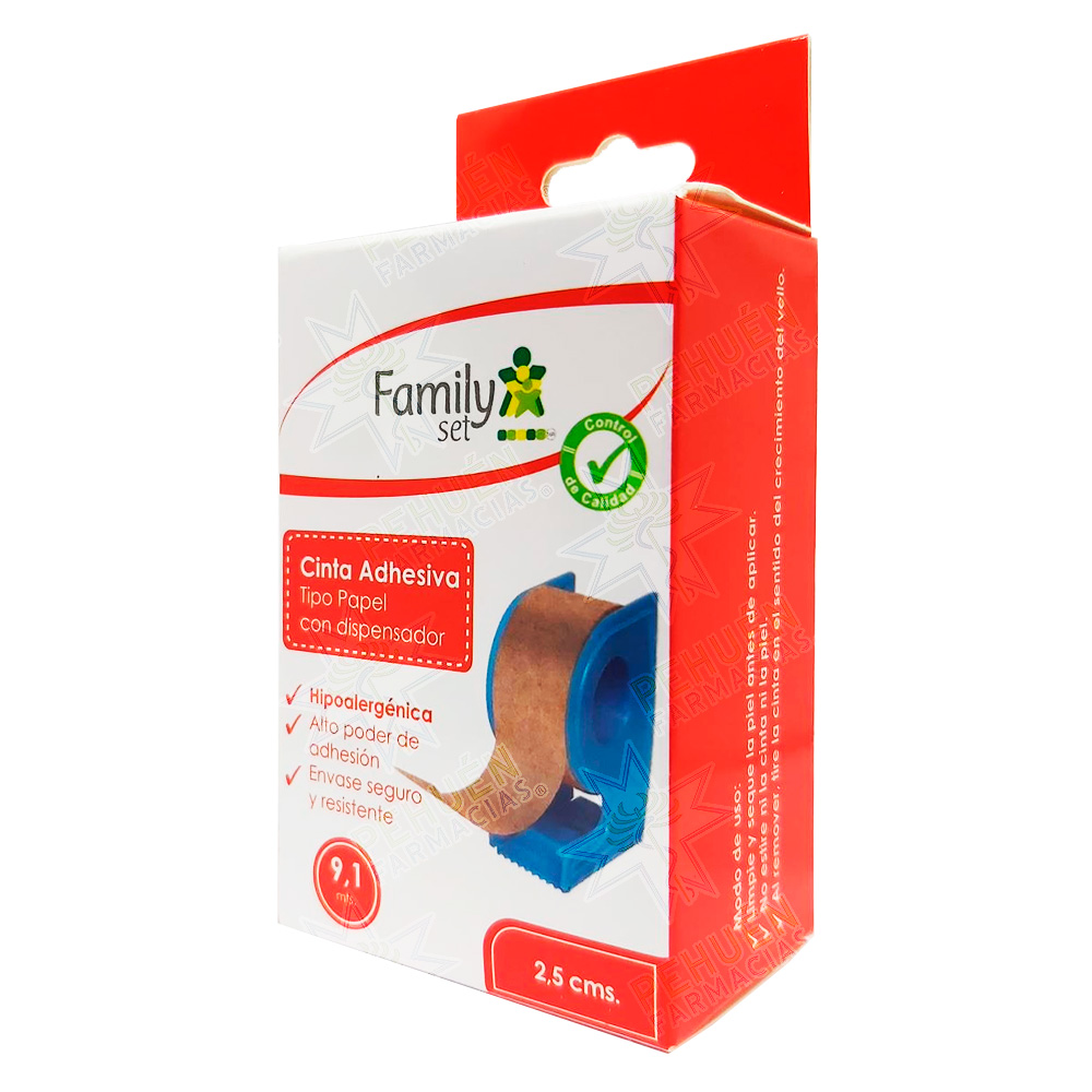 Family Set Dispensador con Cinta Adhesiva Tipo Papel 2,5 cm x 9,1 m 