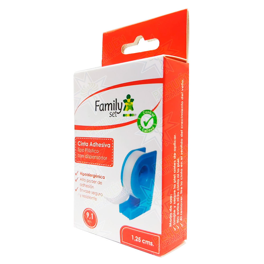 Family Set Dispensador con Cinta Adhesiva Tipo Plástico 1,25 cm x 9,1 m 