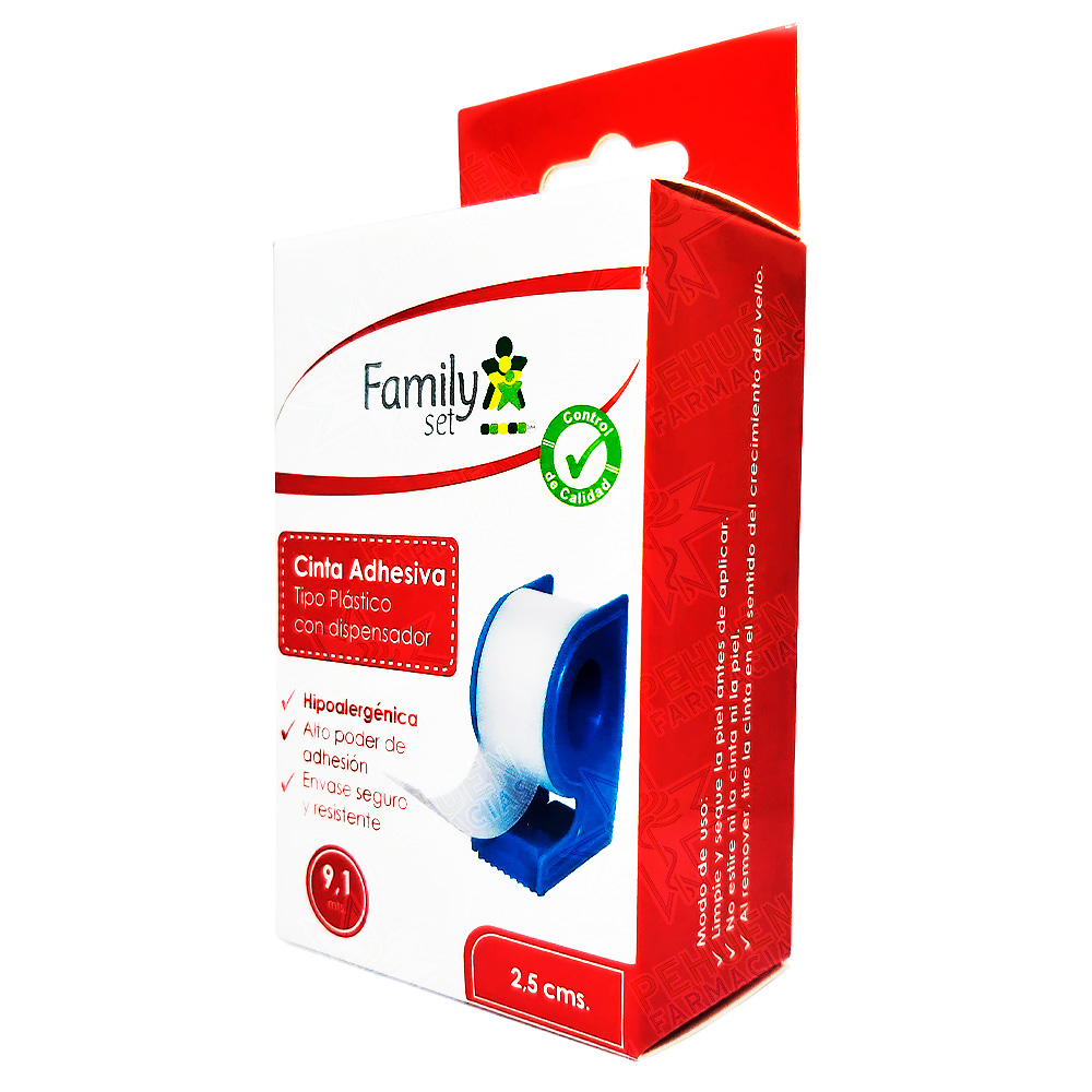 Family Set Dispensador con Cinta Adhesiva Tipo Plástico 2,5 cm x 9,1 m 