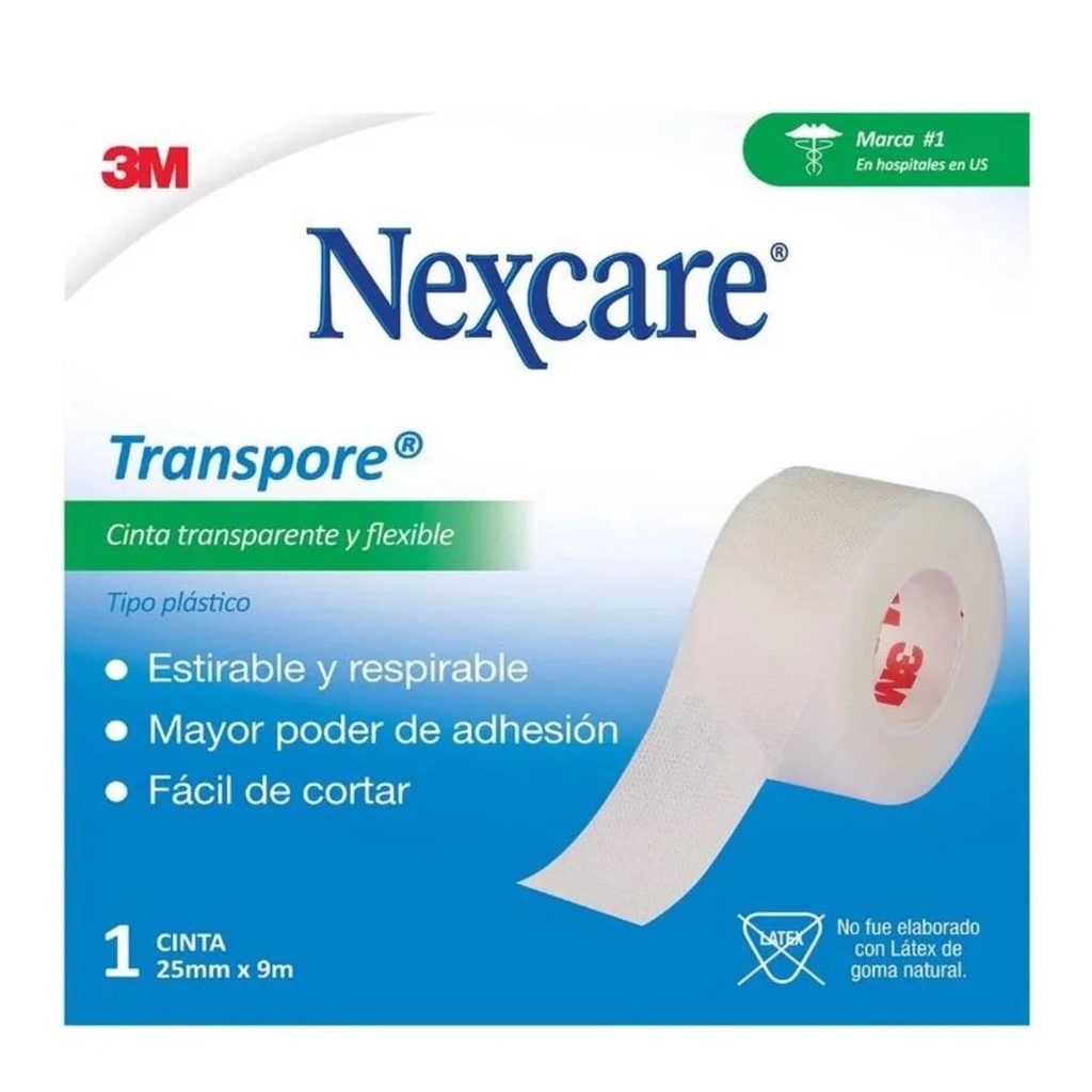 Nexcare Transpore Cinta Adhesiva Plástico 25 mm x 9,1 m 3M