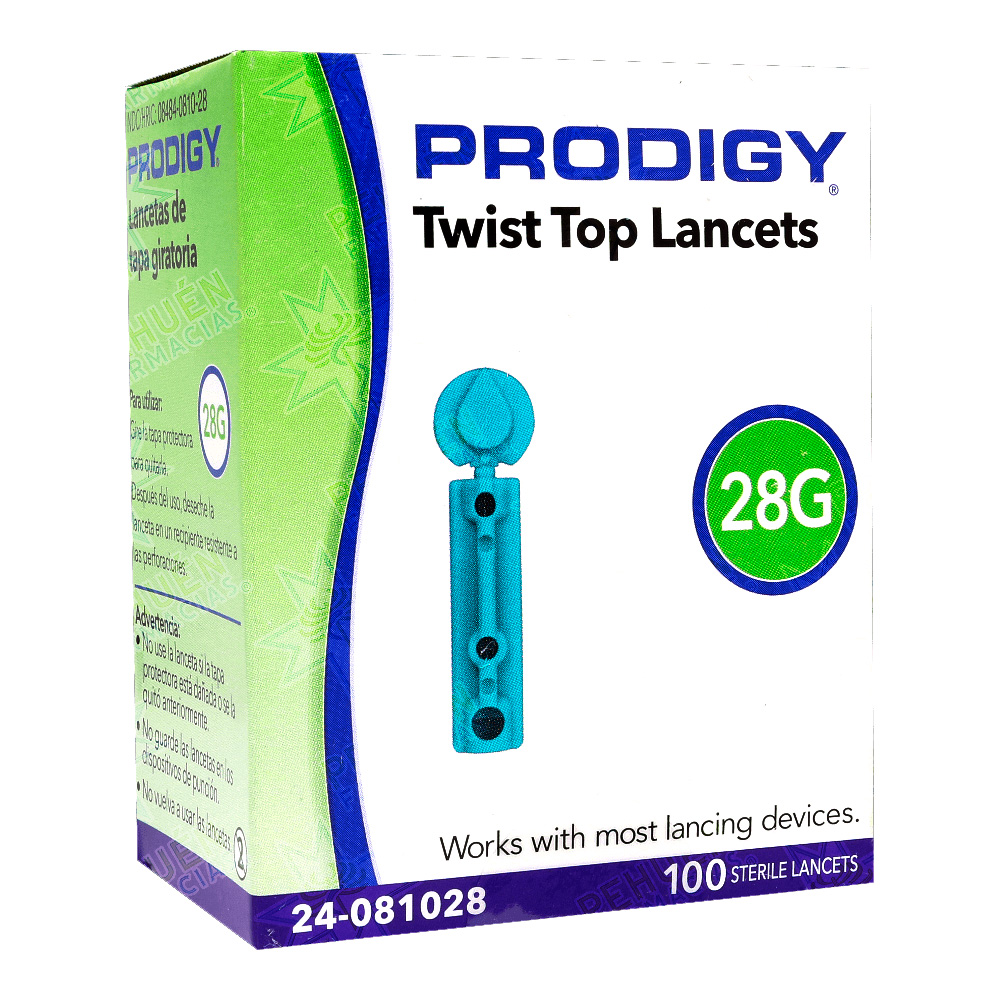 Lancetas Desechables 28G 100 Unidades Prodigy