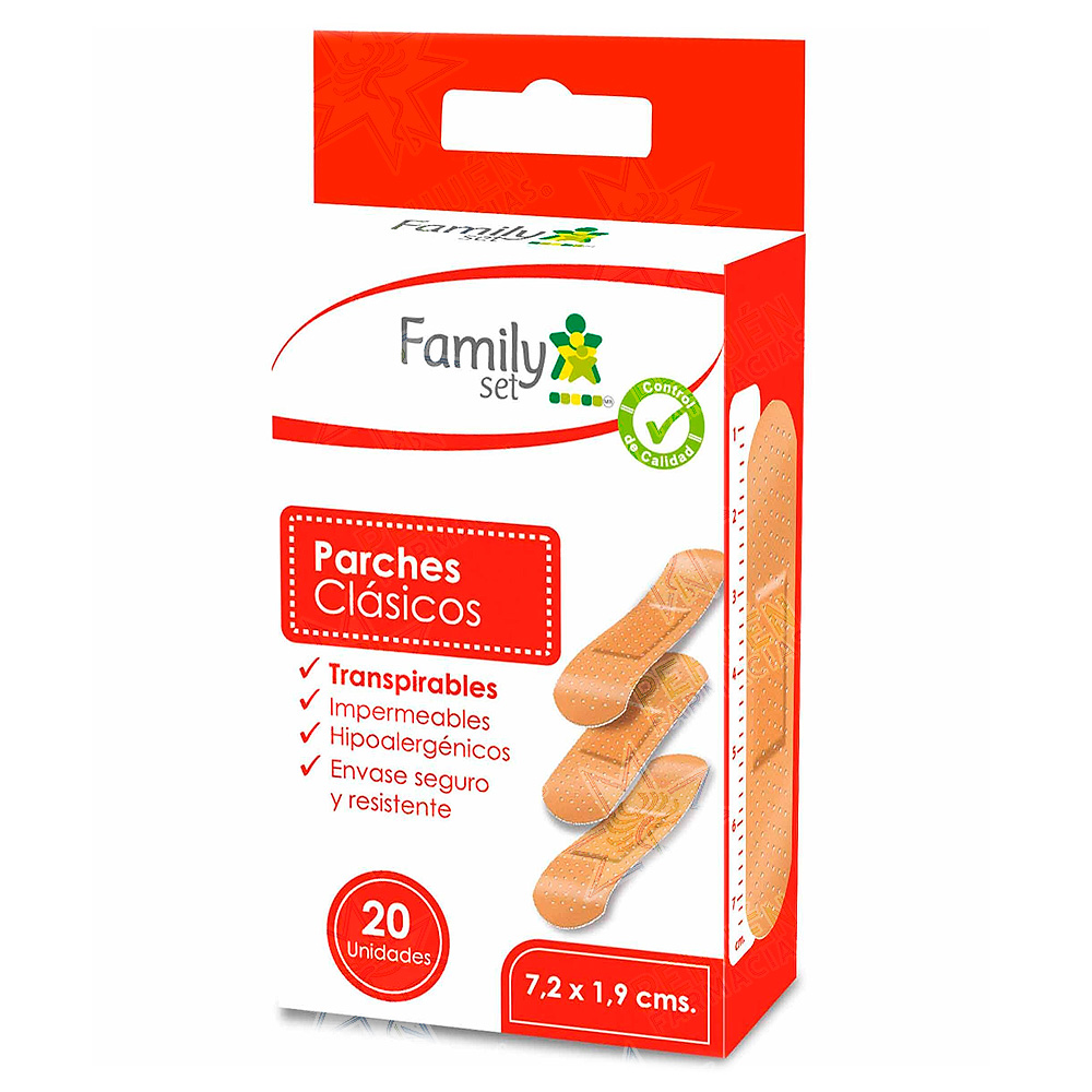 Family Set Parches Curita Clásicos 7,2 x 1,9 20 Unidades