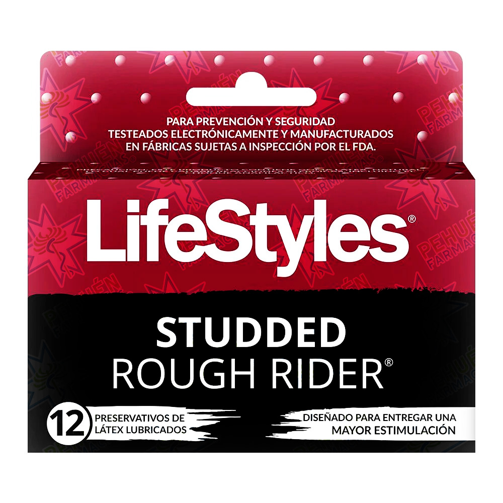Lifestyles Studded Rough Rider 12 Preservativos Texturados Prater