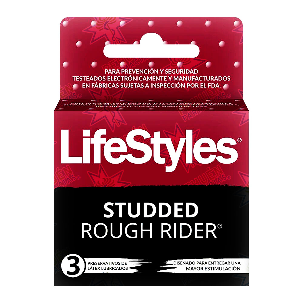 Lifestyles Studded Rough Rider 3 Preservativos Texturados Prater