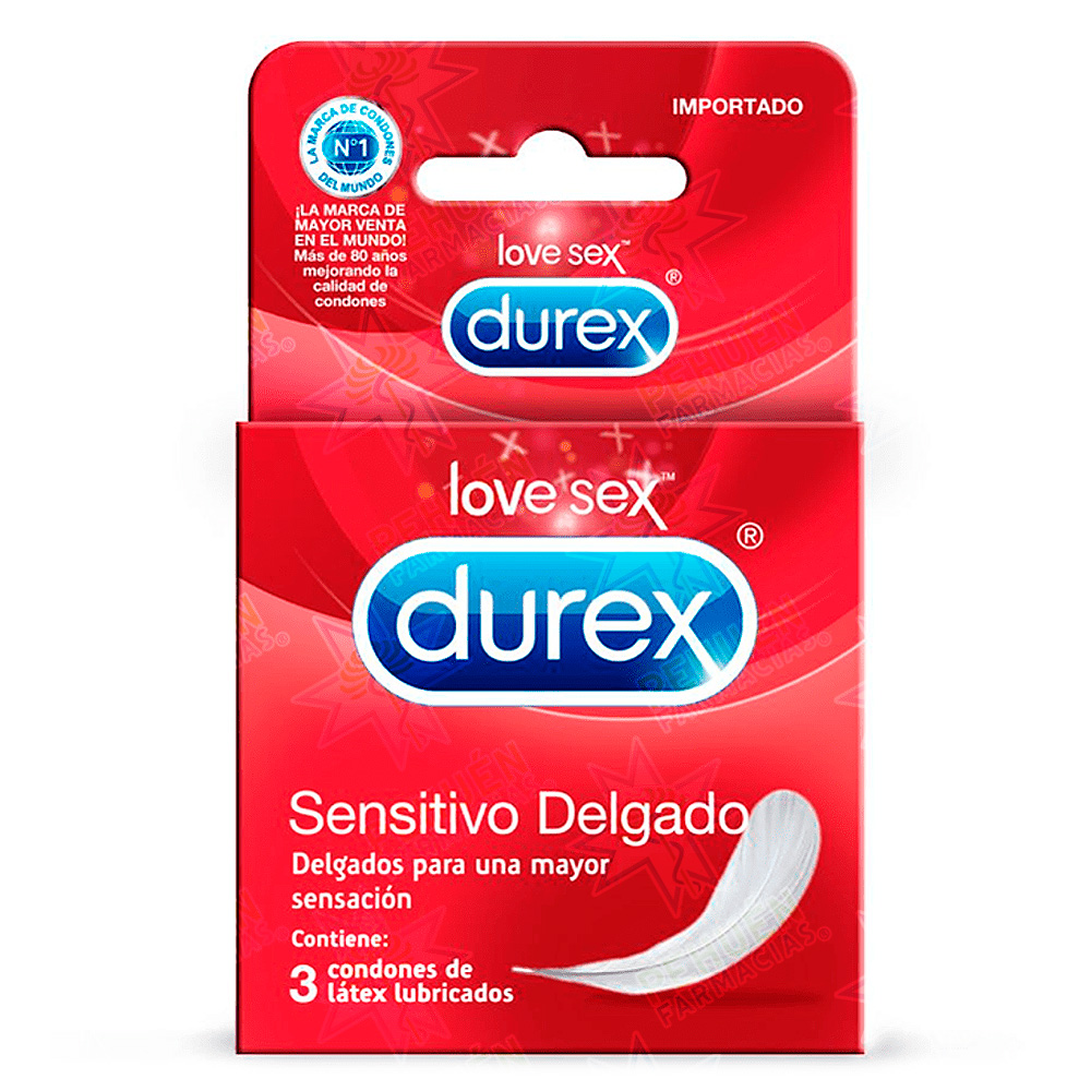 Durex Sensitivo Delgado 3 Condones Sensibles 
