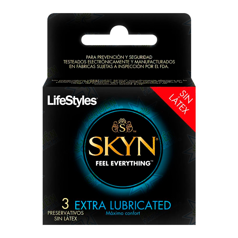Lifestyles Skyn Extra Lubricado 3 Preservativos Sin Látex Prater