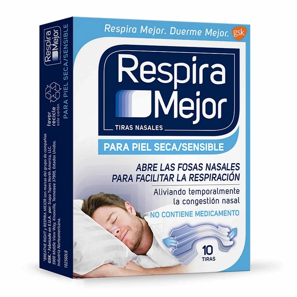 Respira Mejor Piel Sensible 10 Tiras Nasales GlaxoSmithKline
