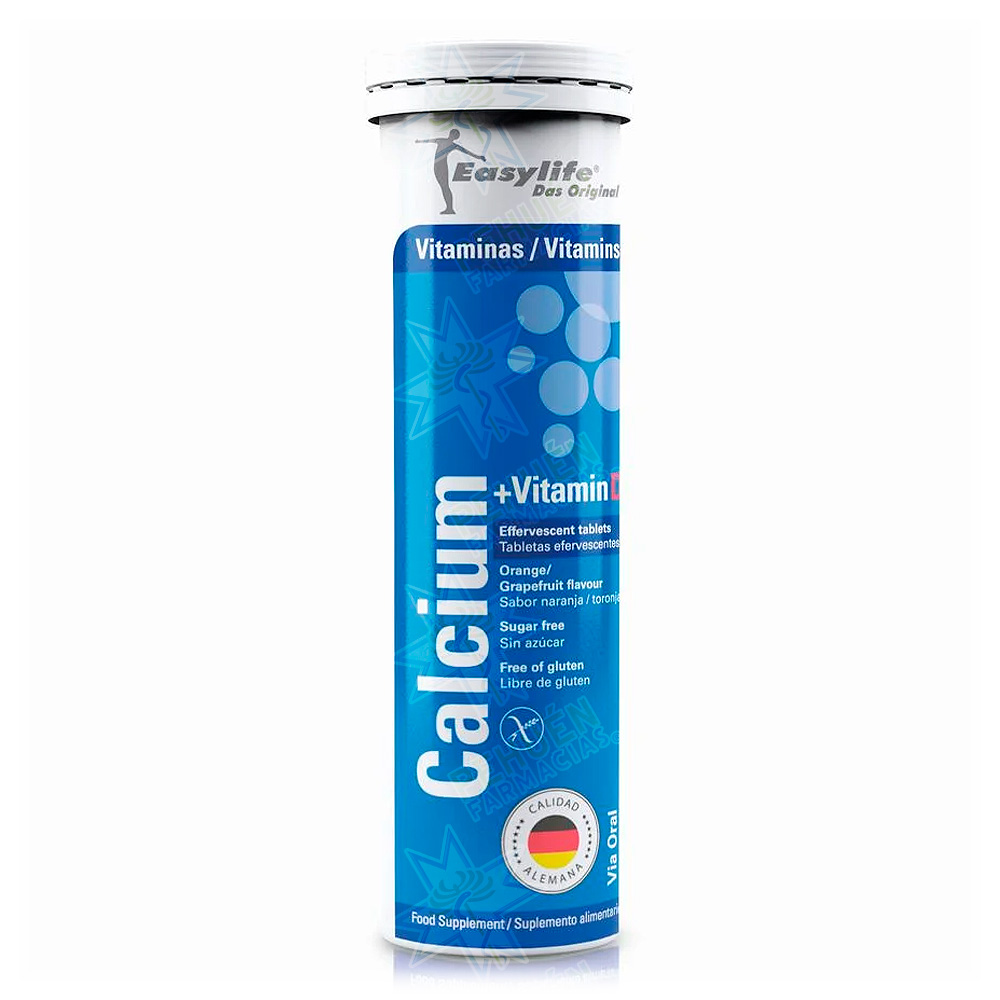 Calcio + Vitamina D (500 mg/175 UI) 20 Comprimidos Efervescentes Easylife