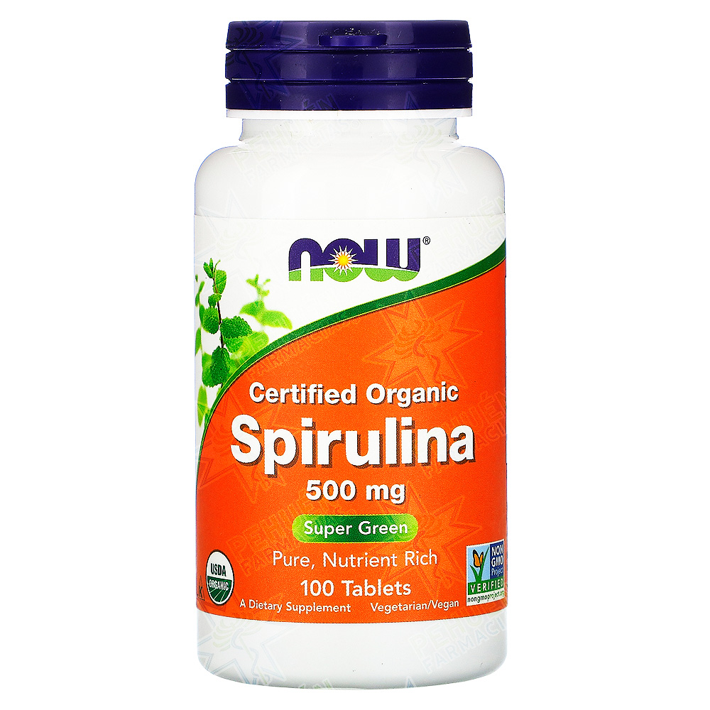 Spirulina Orgánica 500 mg 100 Comprimidos Now