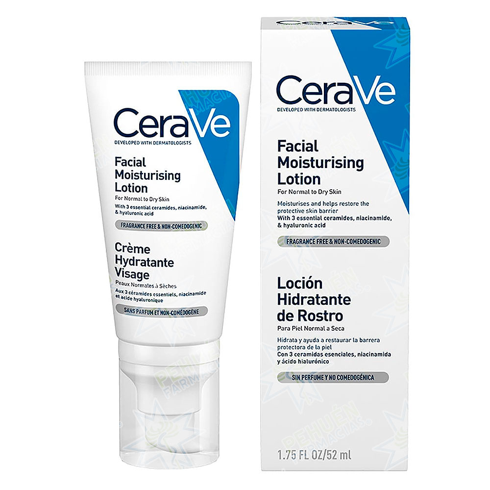 CeraVe Loción Hidratante Rostro Pm Piel Normal a Seca 52 mL