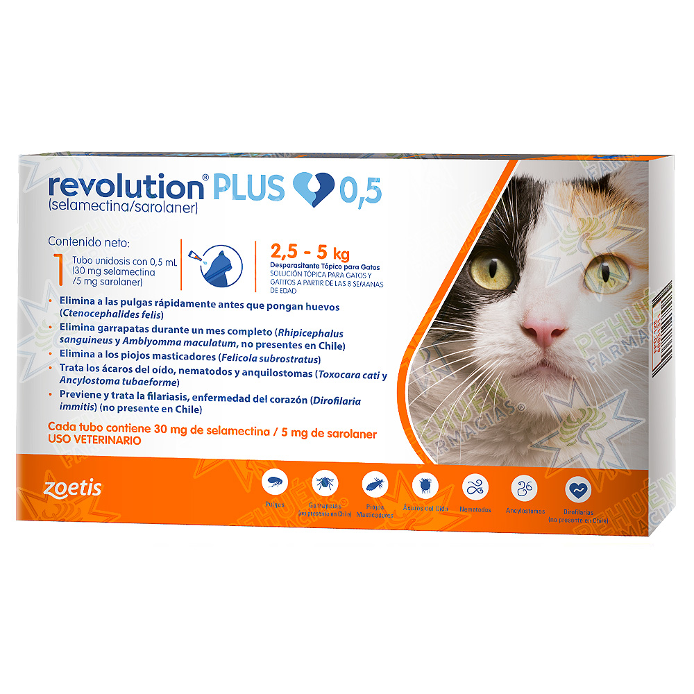Revolution Plus Gatos (30/5) mg 2,5 - 5 kg Soluc. Tópica 1 Pipeta 0,5 mL Zoetis