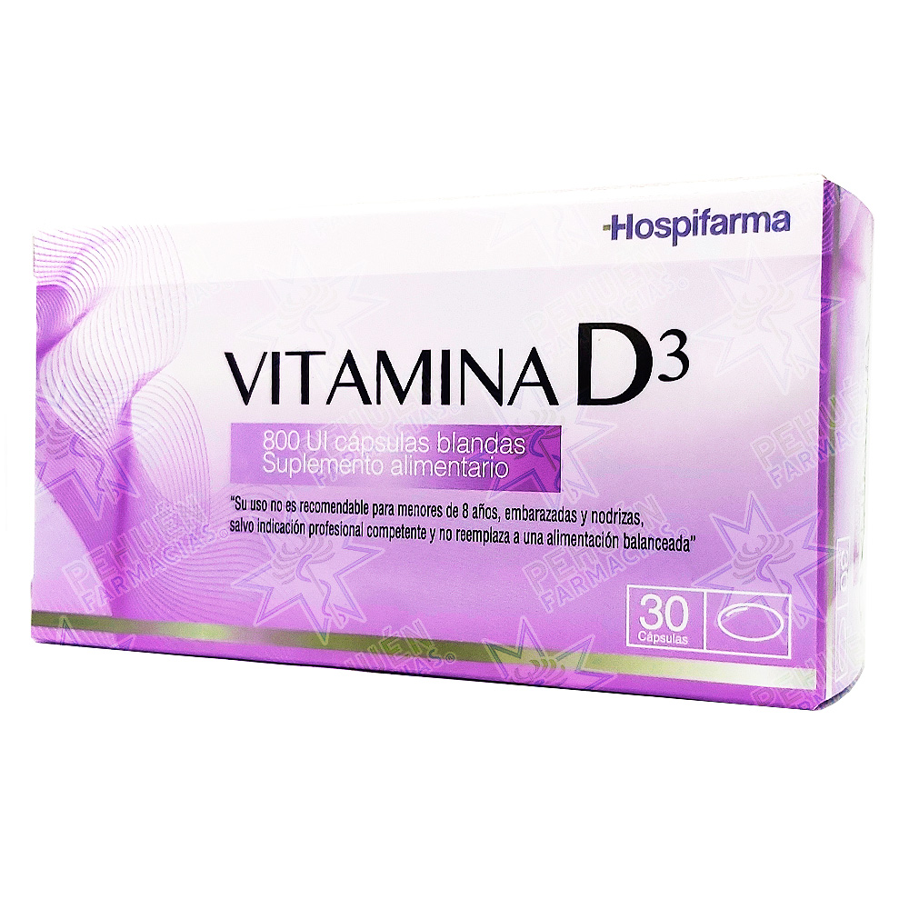 Vitamina D3 800 UI 30 Cápsulas Blandas Hospifarma