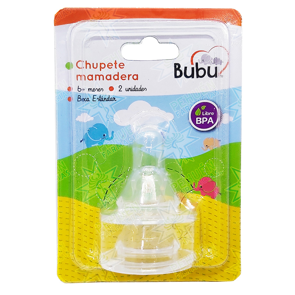 Bubu 2 Tetinas de Repuesto Mamadera Estándar 6 m+