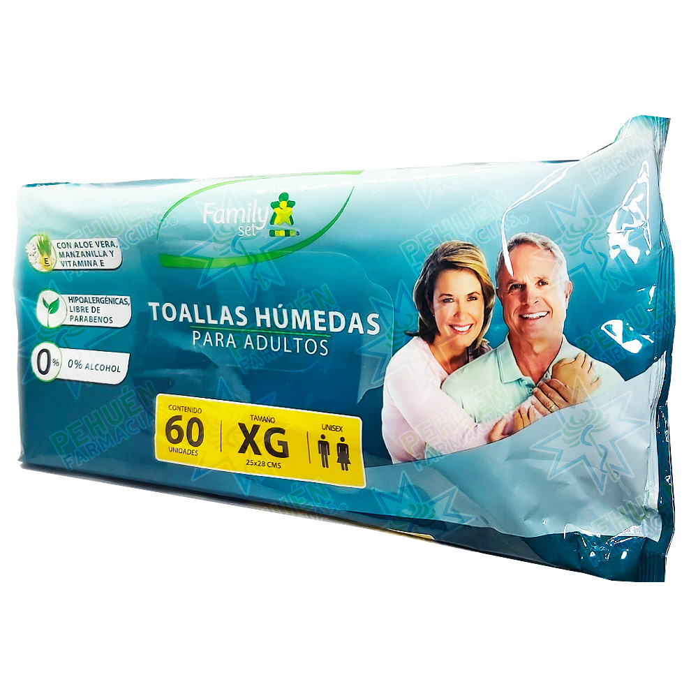 Family Set Toallitas Húmedas Para Adultos 60 Unidades