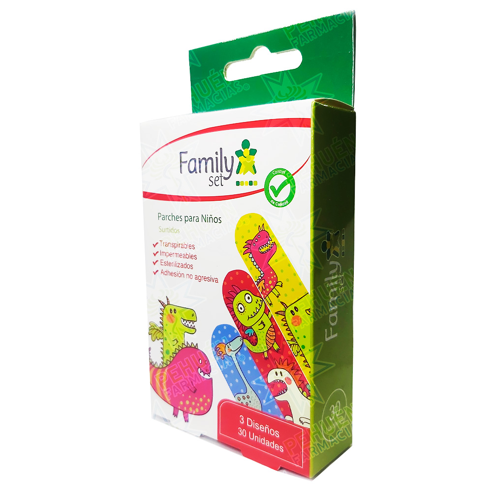 Family Set Parches Curita Infantil Diseño Montruos 30 Unidades