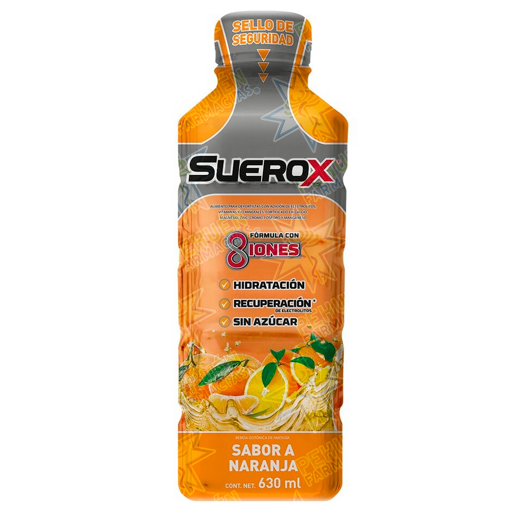 Suerox 8 Iones Naranja Bebida Hidratación 630 mL Genomma Lab
