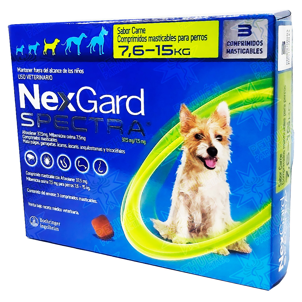 Nexgard Spectra Perros 7,6 a 15 kg (37,5/7,5) mg 3 Comprimidos Masticables Boehringer Ingelheim