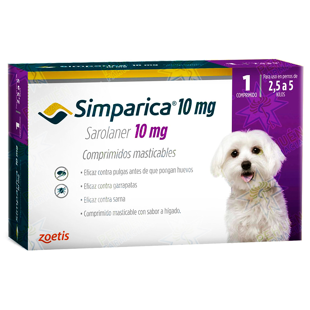 Simparica Perros 2,5 a 5 kg 10 mg 1 Comprimido Masticable Zoetis