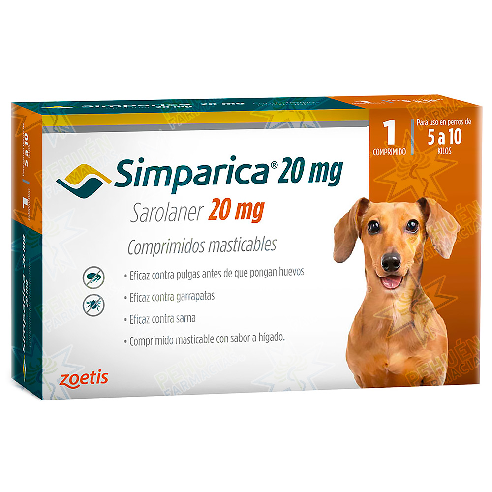 Simparica Perros 5 a 10 kg 20 mg 1 Comprimido Masticable Zoetis