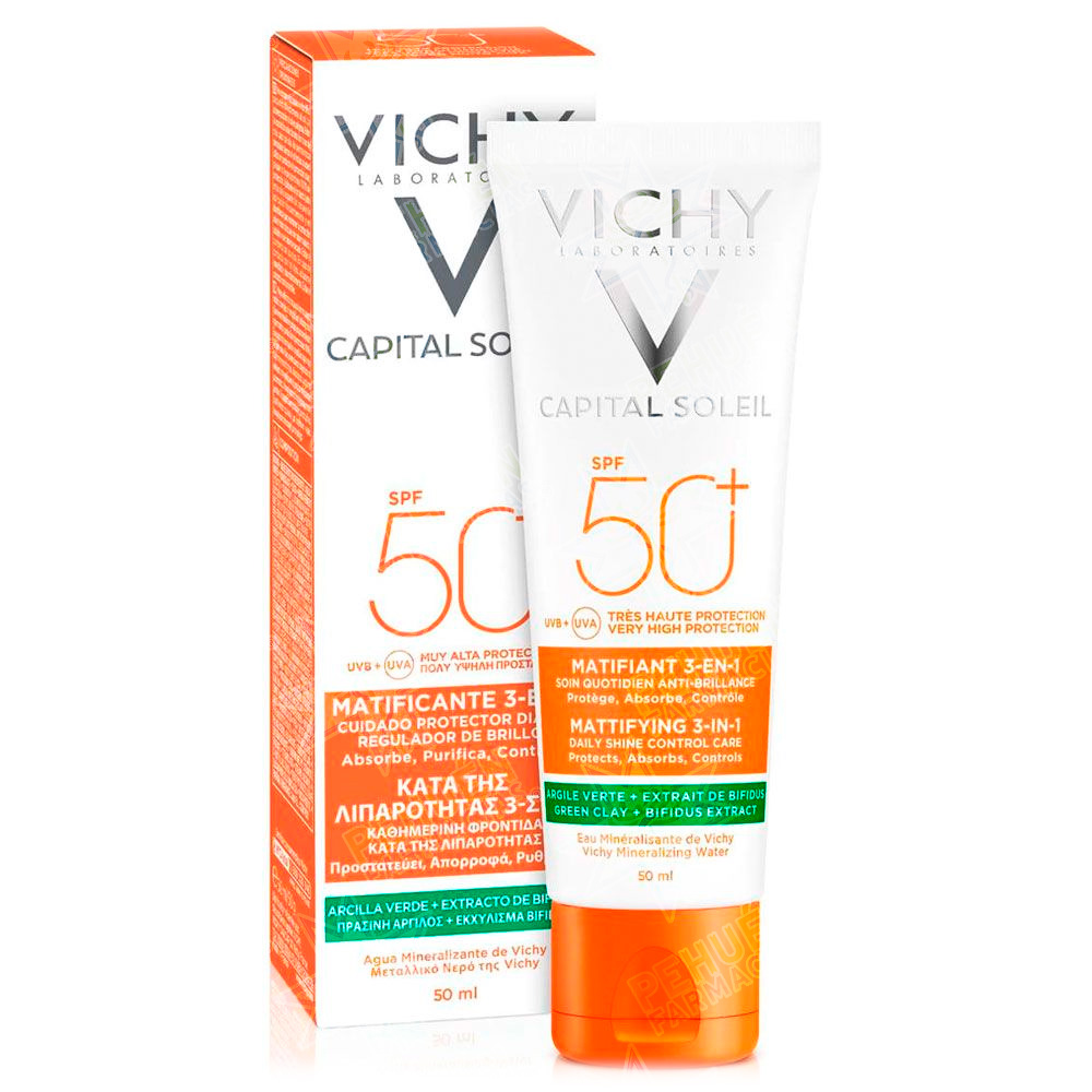 Capital Soleil Protector Matificante 3 en 1 Fps 50+ Bloqueador 50 mL Vichy