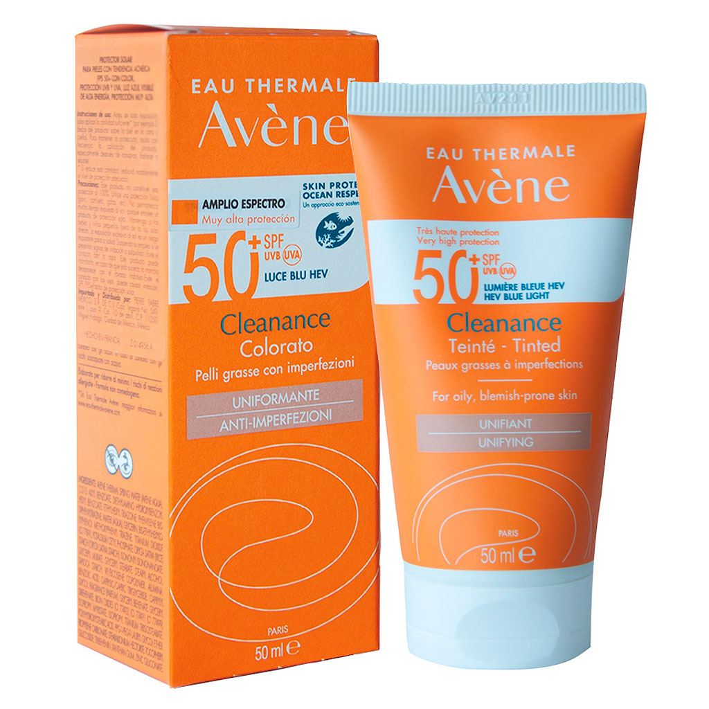 Avène Cleanance con Color Bloqueador Rostro Matificante Antiacné Fps 50+ 50 mL Pierre Fabre