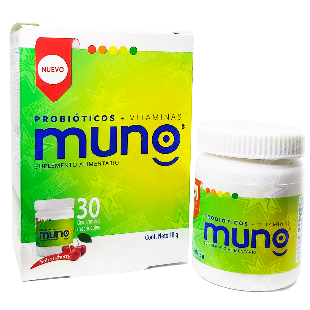Muno Probióticos + Vitaminas 30 Comprimidos Masticables Sabor Cherry Axon Pharma