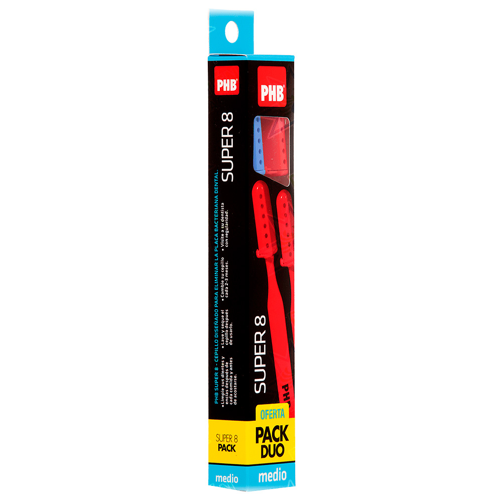 PHB Super 8 Mediano Pack Duo 2 Cepillos de Dientes Dentaid