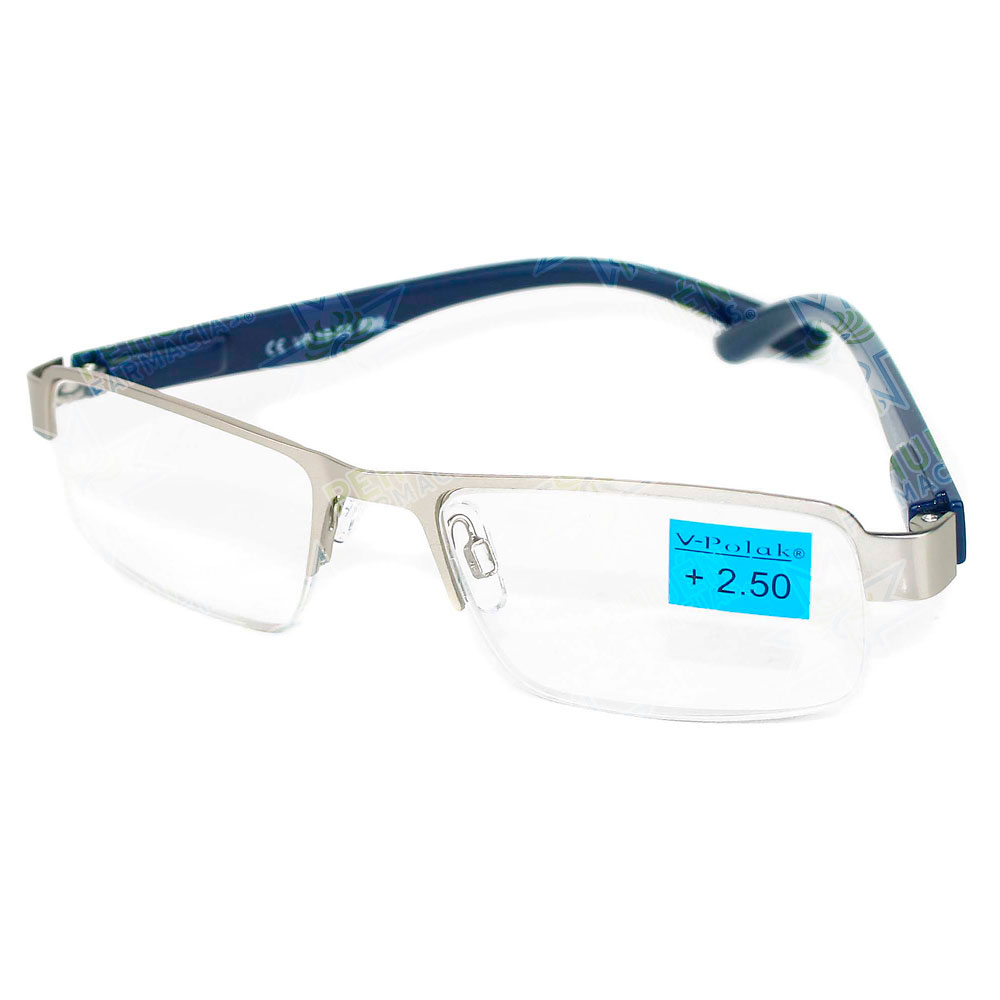 Lentes De Lectura +2.5 Azul-Gris V-Polak