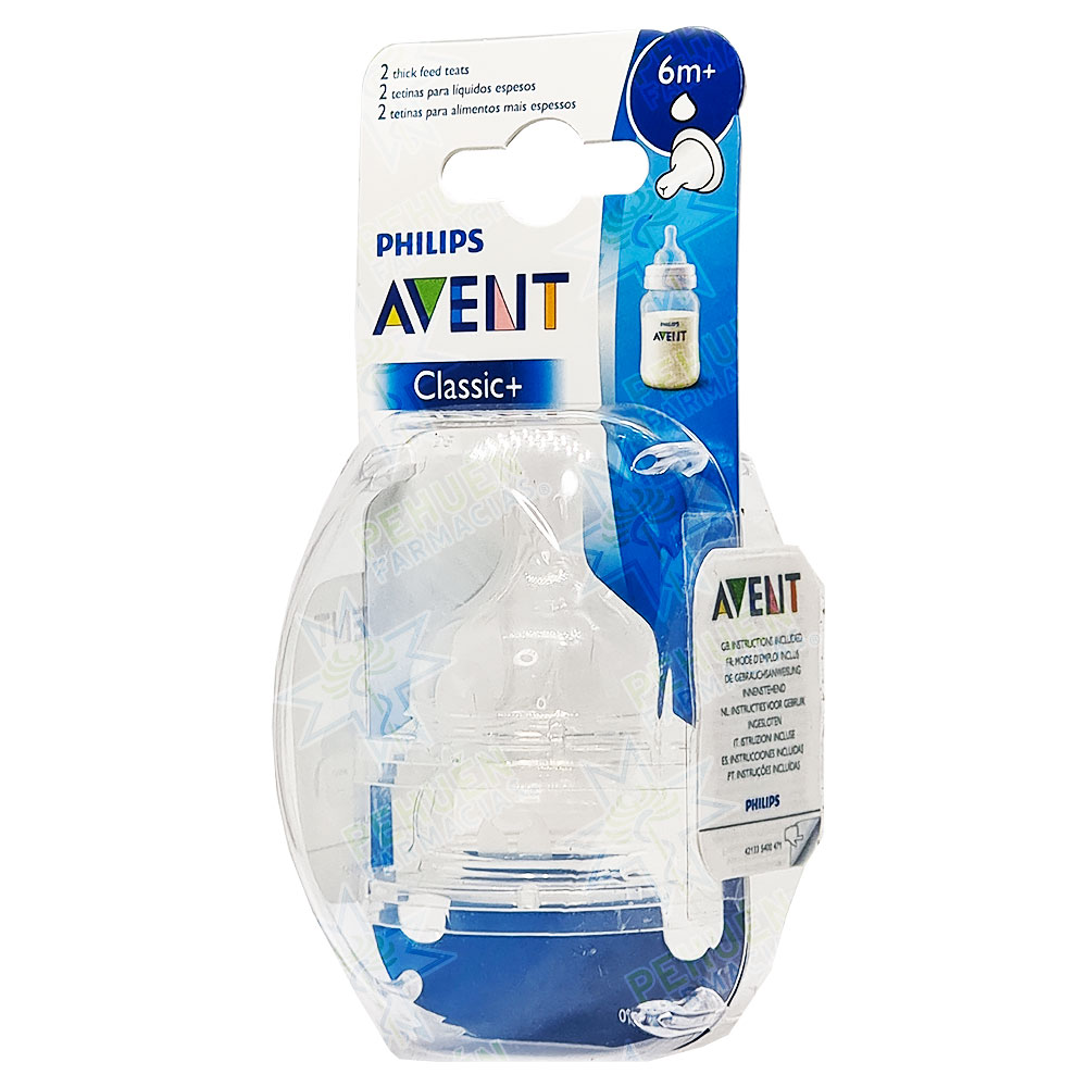 Avent Classic Tetinas Líquidos Espesos 6M+ 2 Unidades Philips