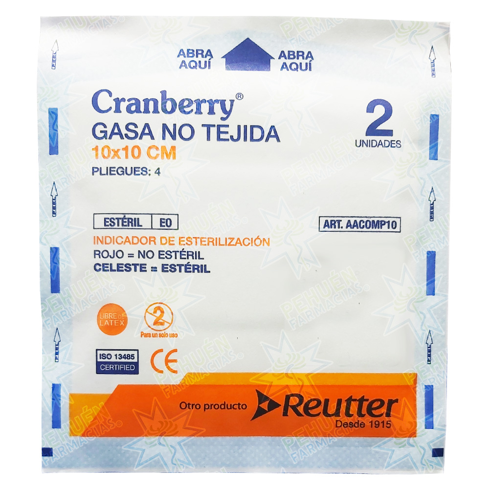 Cranberry Gasa No Tejida Estéril 10 x 10 cm 2 Unidades Reutter