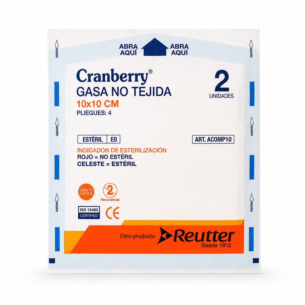 Gasa No Tejida Estéril 10 x 10 cm 2 Un Reutter Cranberry