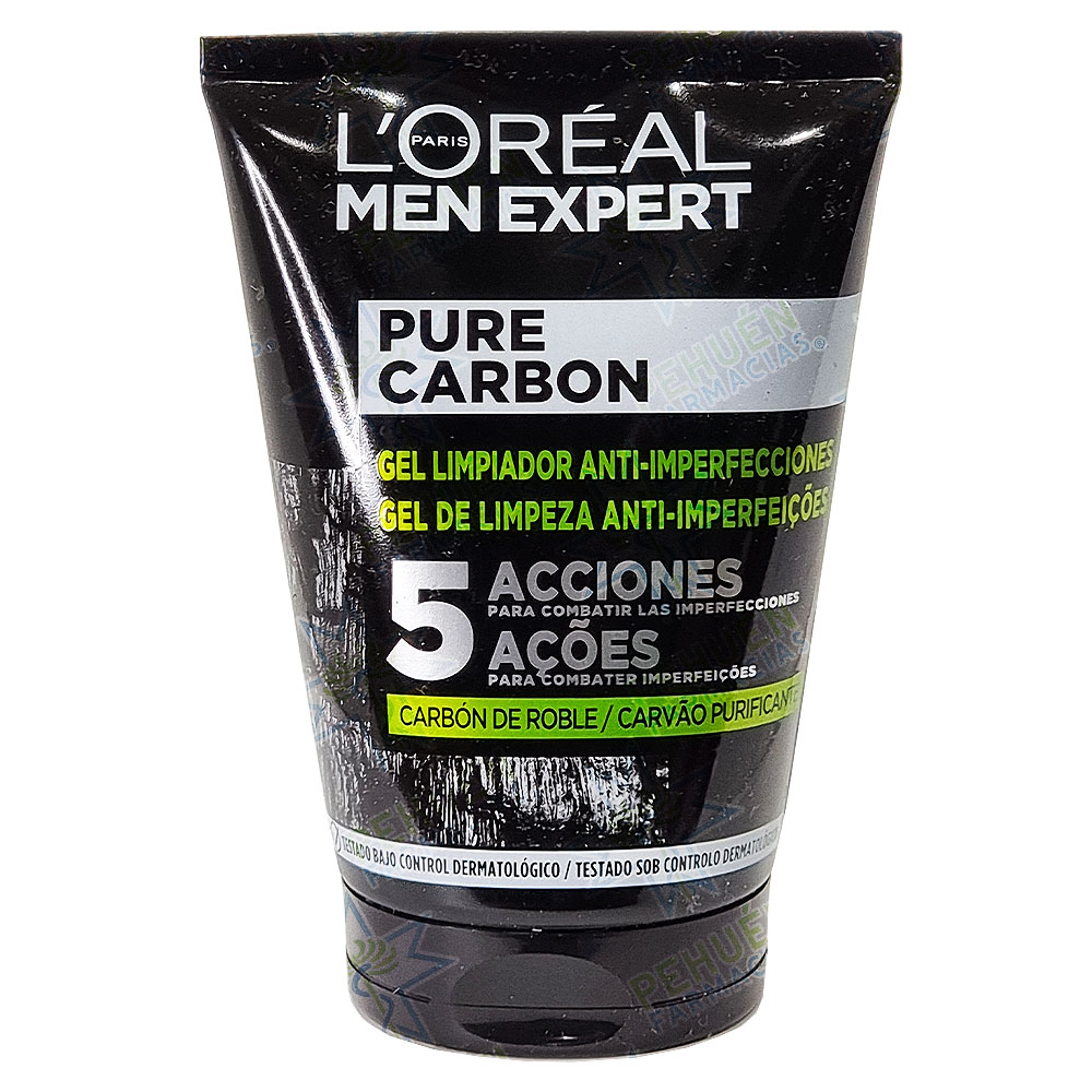 Men Expert Pure Carbon Gel Limpieza Anti-Imperfecciones 5 Acciones 100 mL L'oreal