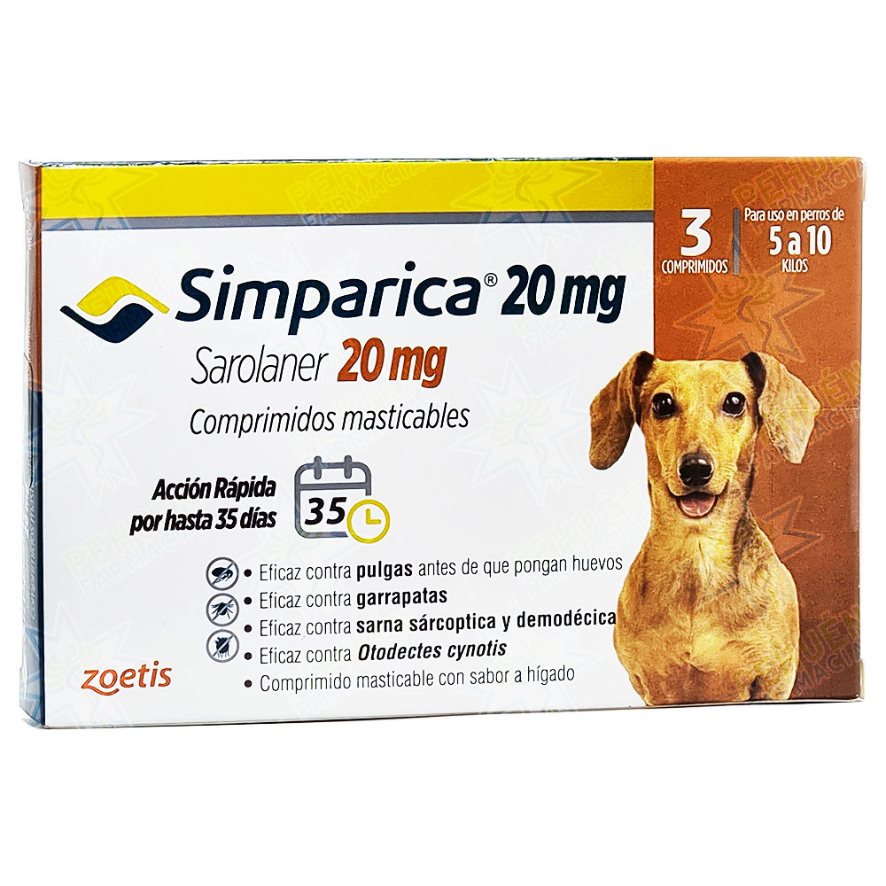 Simparica Perros 5 a 10 kg 20 mg 3 Comprimidos Masticable Zoetis