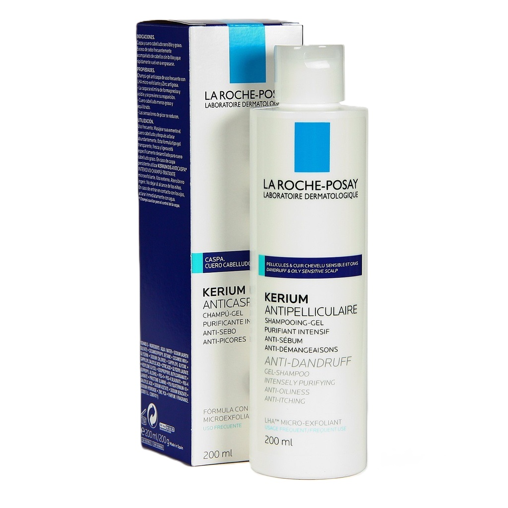 Kerium Shampoo Gel Caspa Grasa Sensible 200 mL La Roche Posay