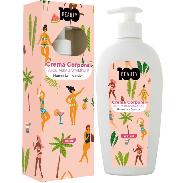 Beauty 100 Crema Corporal Aloe Vera y Vitamina E 400 mL