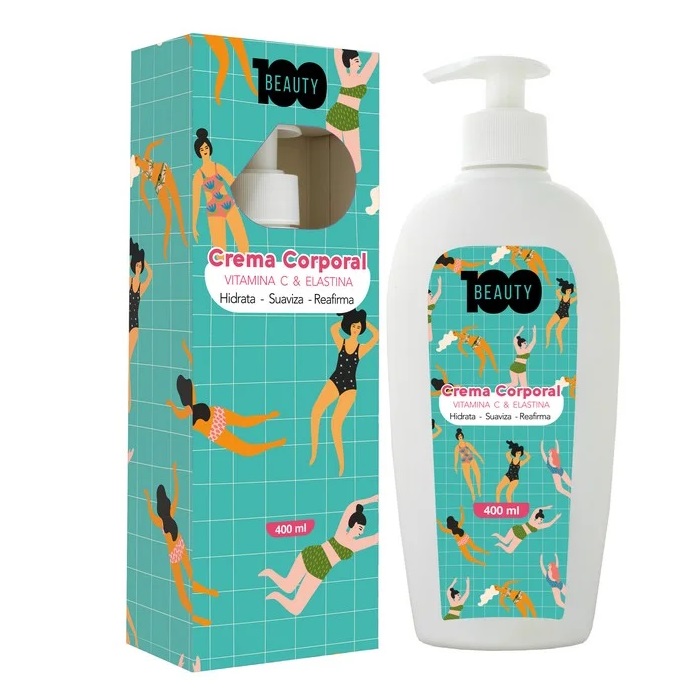 Beauty 100 Crema Corporal Elastina y Vitamina C 400
