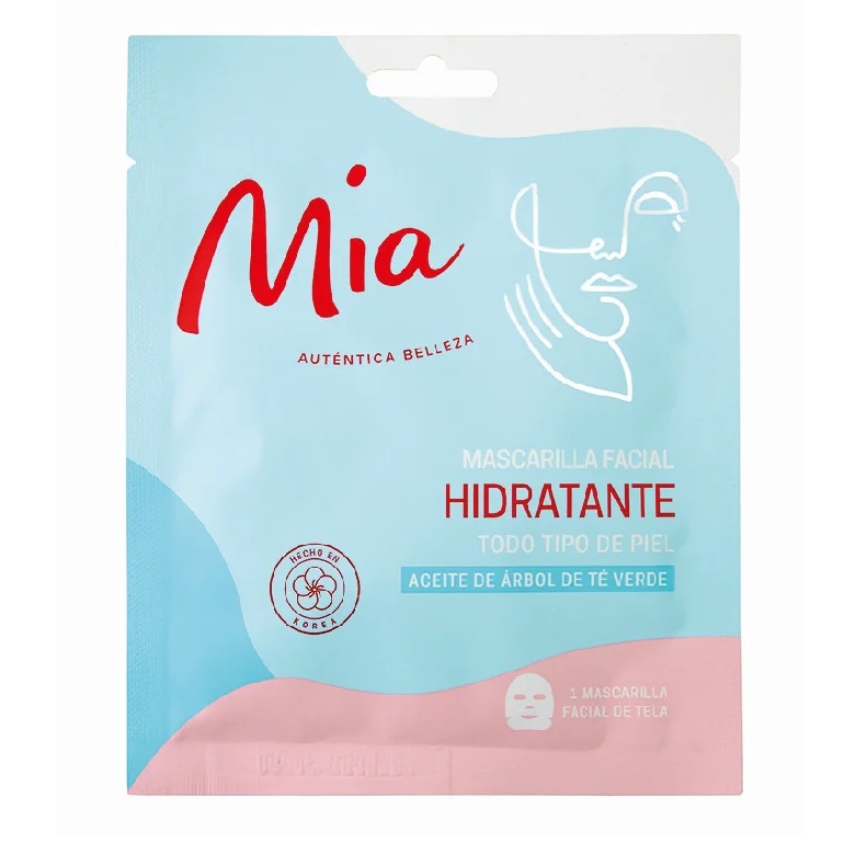 Mascarilla Facial Coreana Hidratante con Aceite de árbol de Té Verde Mia