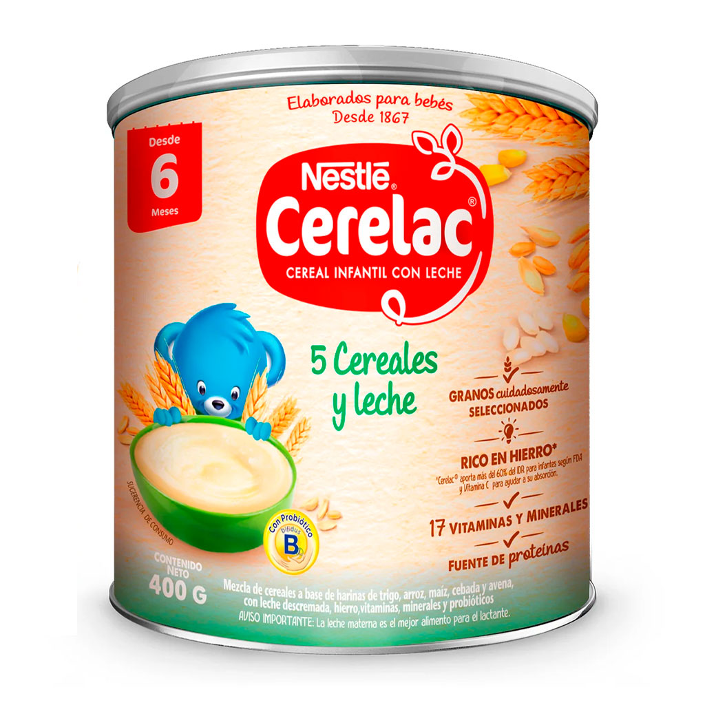 Cerelac 5 Cereales 400 g Cereal Instantáneo con Leche Nestlé
