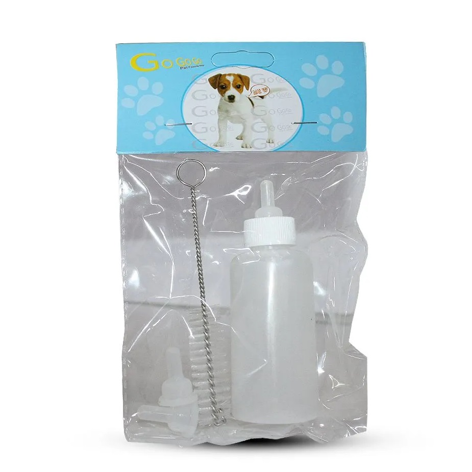 Kit de Alimentación Mascotas Mamadera 60 mL + Cepillo + 4 Chupetes Go go go