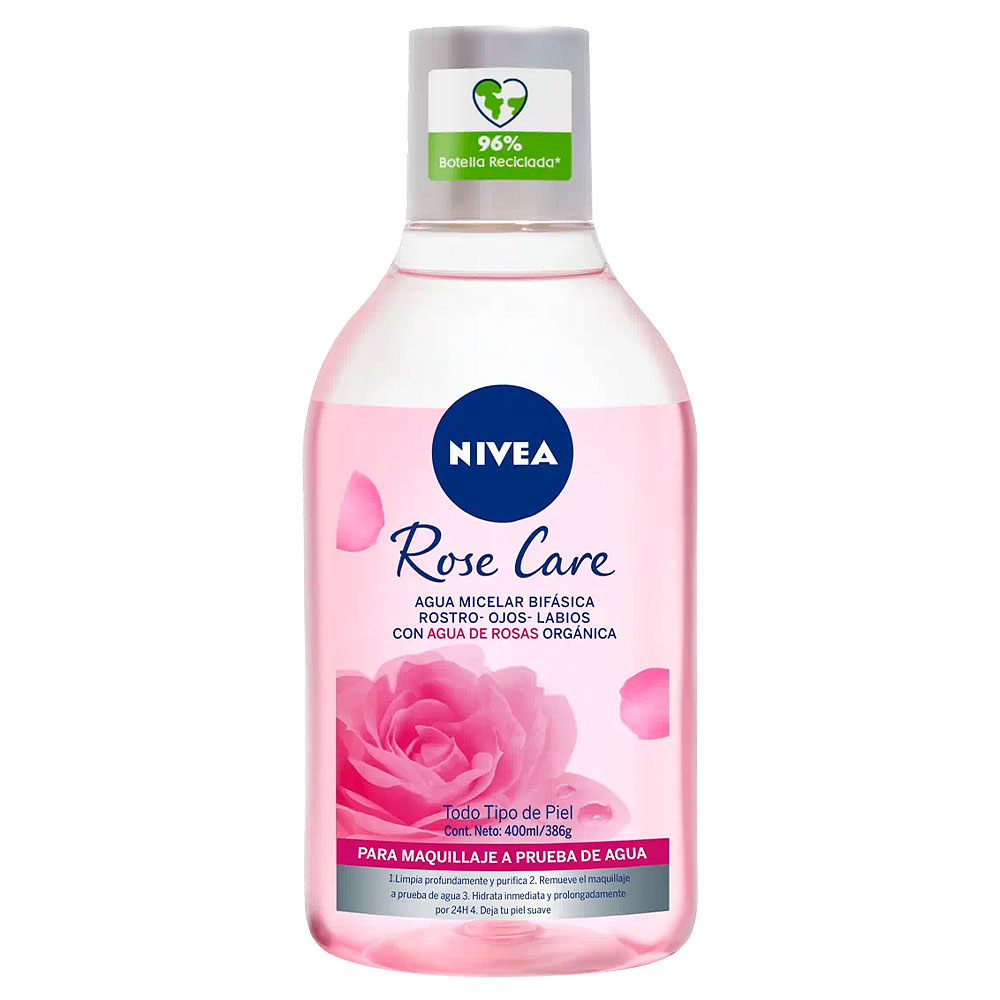Nivea Rose Care Agua Micelar Bifásica con Agua de Rosas 400 mL