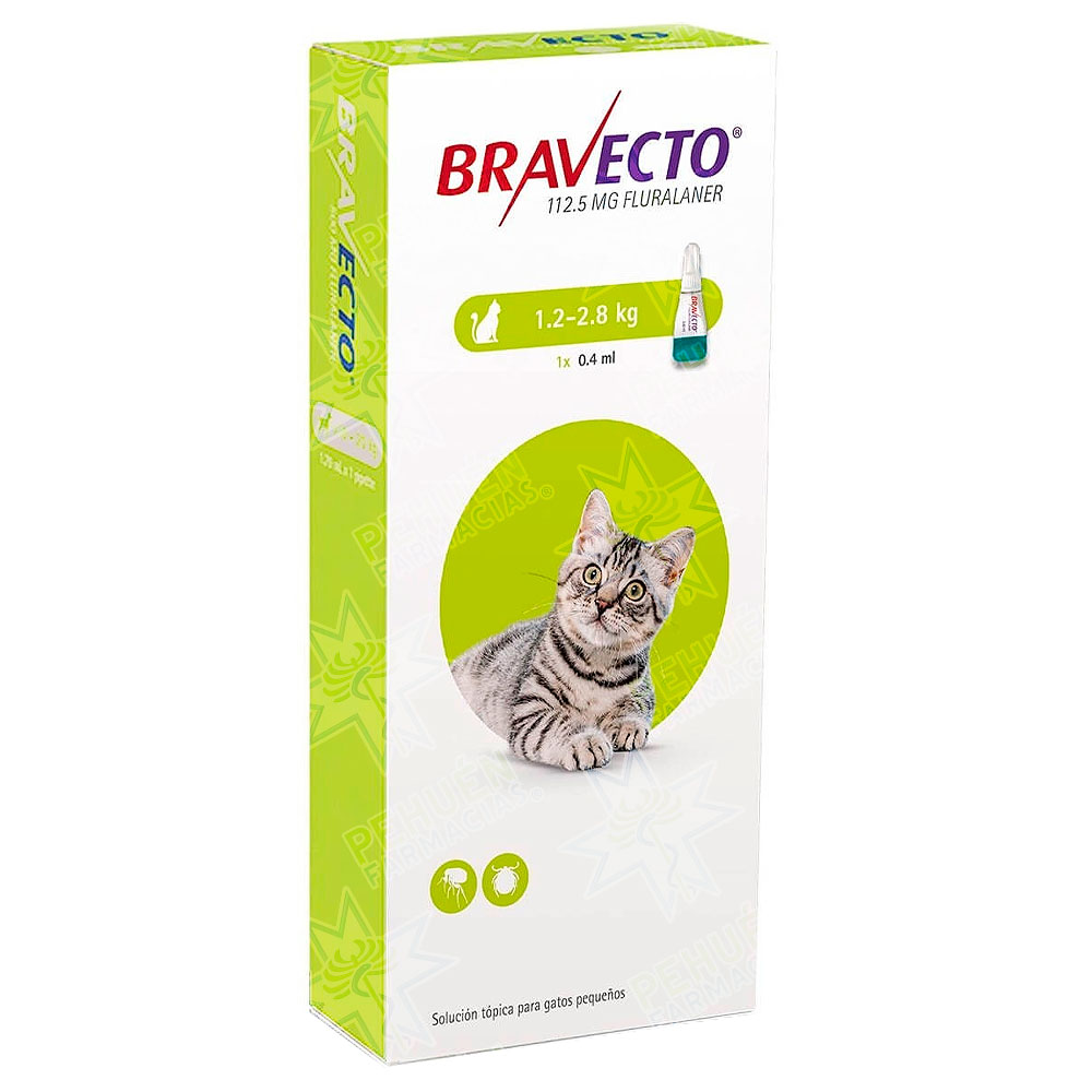 Bravecto Gatos 1,2 a 2,8 kg 112,5 mg Pipeta 0,4 mL 12 Semanas MSD