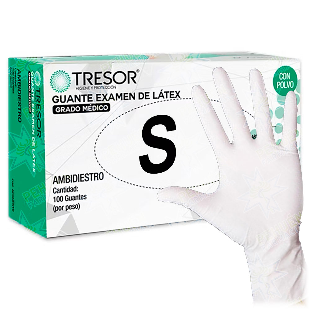 Tresor Guantes Examinación Látex Talla S Con Polvo Blancos 100 Unidades Grado Médico Reutter