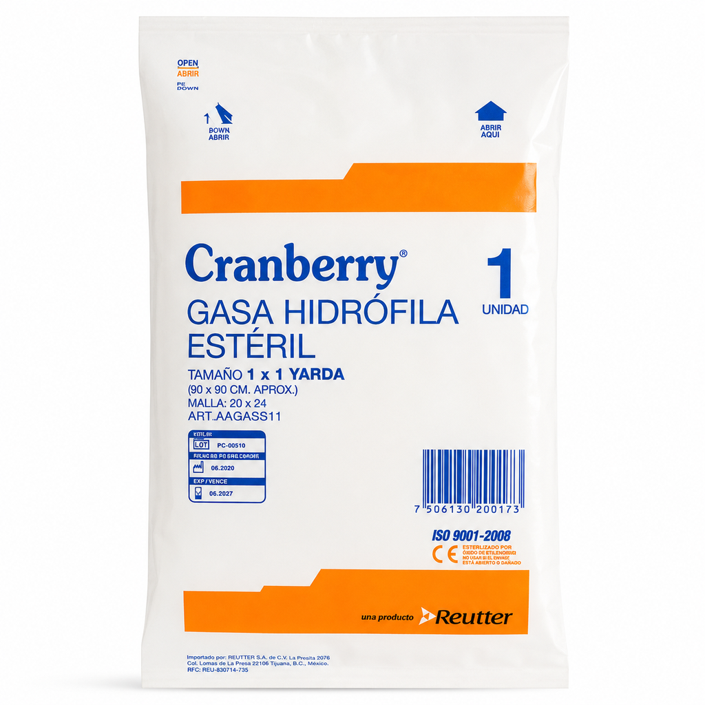 Gasa Hidrófila Estéril 90 x 90 cm 1 Un Reutter Cranberry