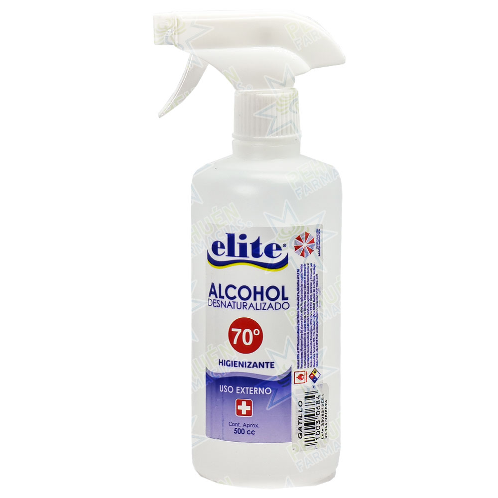 Elite Alcohol Desnaturalizado Higienizante 70° 500 mL con Gatillo Sanax