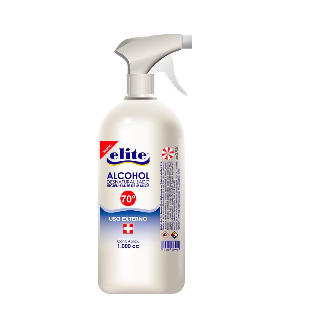Elite Alcohol Desnaturalizado Higienizante 70° 1000 mL con Gatillo Sanax