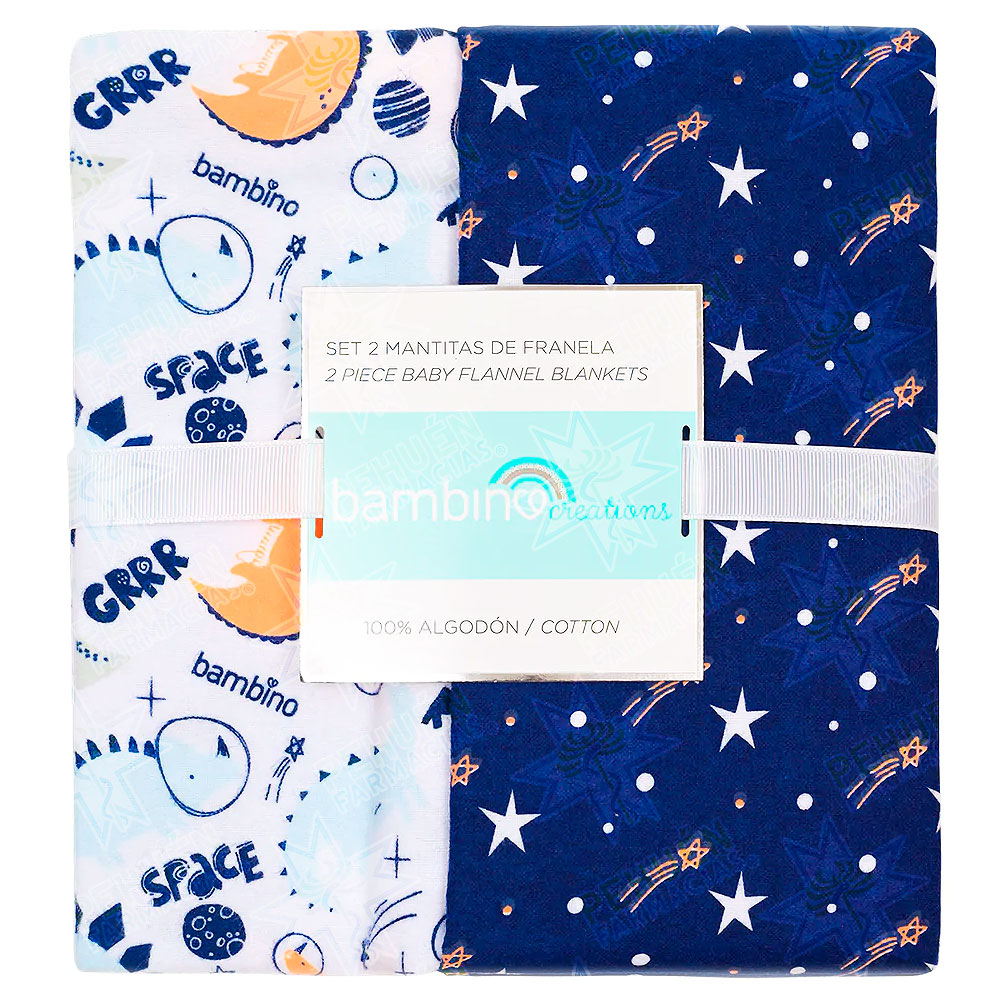 Bambino Mantitas de Franela Celestes 2 Unidades