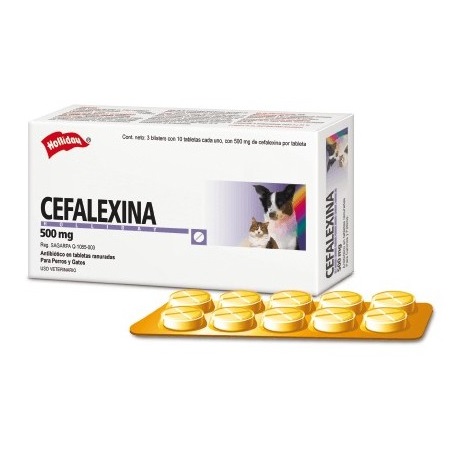 Cefalexina 500 mg Perros/Gatos 10 Comprimidos Holliday
