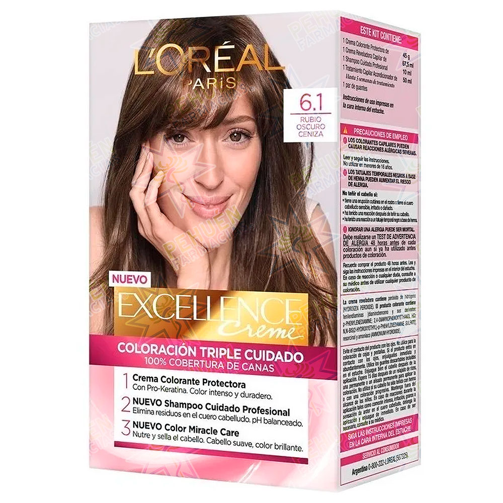 Excellence Creme 6.1 Rubio Oscuro Cenizo Tintura Permanente L'oreal